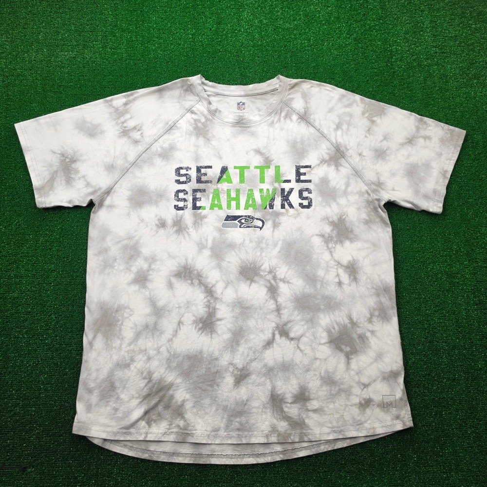 Seattle Seahawks NFL Tshirt Mens 2XL Gray Tie Dye Short Sleeve Football